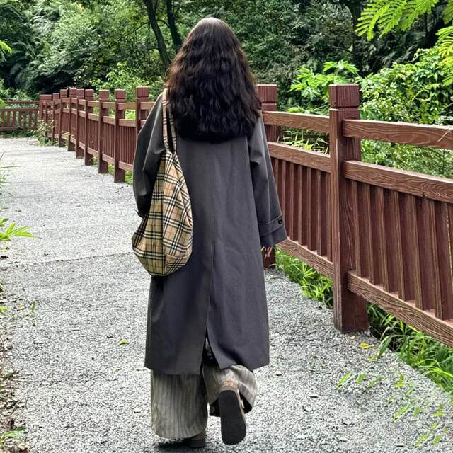 Korean style small mid-length trench coat for women 2025 early spring new high-end British style jacket top