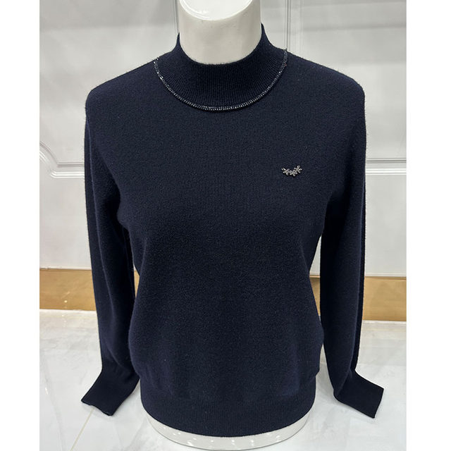 Sweater women's autumn and winter mother's high-end brand cashmere sweater bottoming knitted top middle-aged and elderly women's wool sweater new style