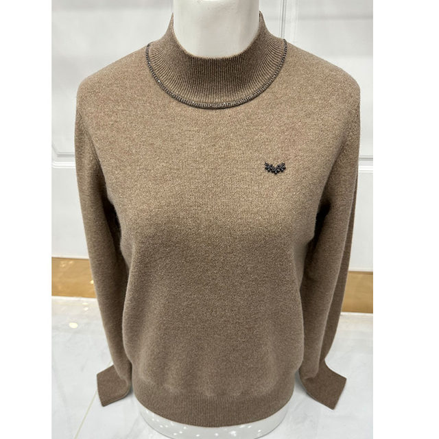 Sweater women's autumn and winter mother's high-end brand cashmere sweater bottoming knitted top middle-aged and elderly women's wool sweater new style