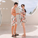 Couple swimsuit 2025 new women's conservative belly-covering and slimming skirt-style swimsuit men's beach swimming trunks soak in hot spring
