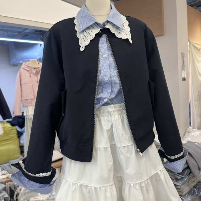 Lace lace lapel jacket for women European products authentic 2025 spring new design niche trendy brand jacket top