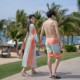 Ins style couple swimsuits, small breasts, sexy split bikini triangle three-piece swimsuit, women and men's beach pants