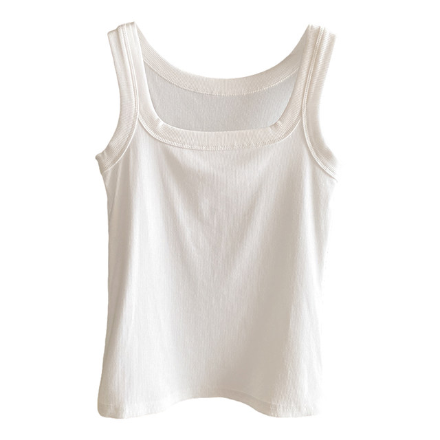 Square collar suspender vest for women with inner wear suit 2025 summer and autumn new high-end style outer wear white top with chest pad