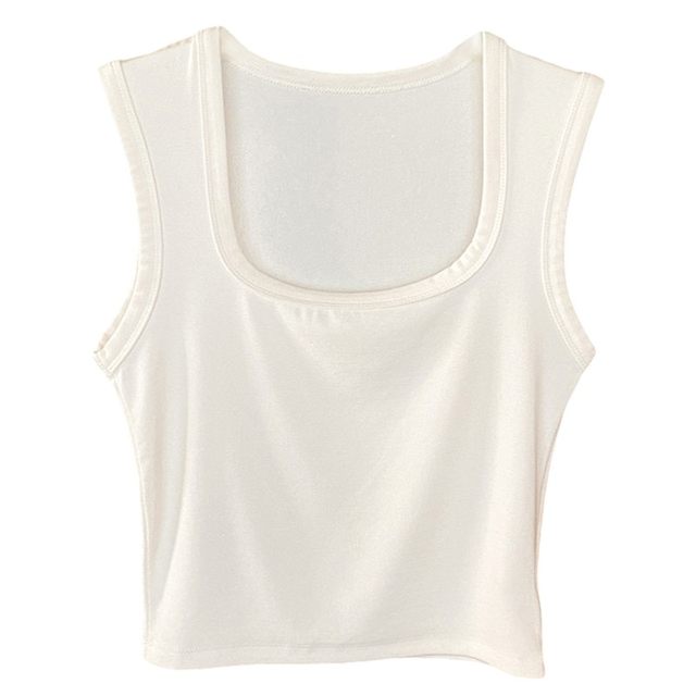 Women's 2025 new blue wide shoulder strap square collar suspender short square collar base slim fit inner top wear outside