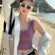Blue square neck vest suspender women's inner wear 2025 spring and summer new wide shoulder strap bottom sleeveless top