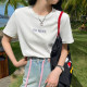 Red round neck short-sleeved T-shirt women's 2025 summer new loose base unique beautiful shoulder top