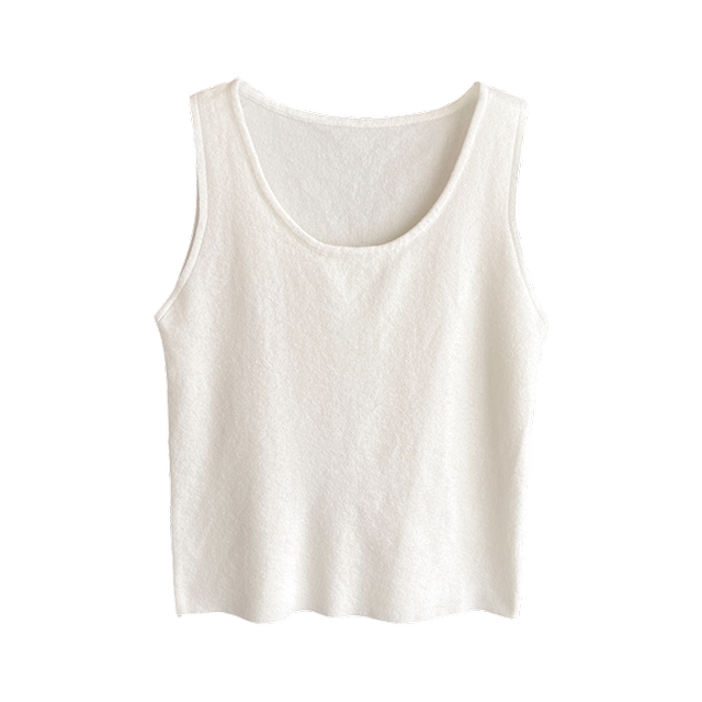 Apricot white knitted suspender vest women's suit with inner wear 2025 summer and autumn new high-end bottoming sleeveless top