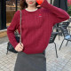 Round neck embroidered twist bottoming shirt for women wearing 2025 spring new sweater underwear slim fit knitted top