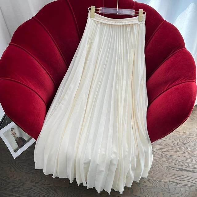 Fashion 25 early spring new heavy-form thin pleated yarn skirt double-layer pleated large skirt for women slim and fashionable commuting