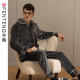 Fenton autumn and winter new thickened coral velvet pajamas men's suit cardigan middle-aged and youth flannel home clothes