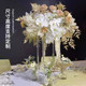 Transparent acrylic stage decoration wedding road inspires hollow square column cake shelf window layout banquet heightening flower stand
