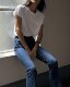 25 spring and summer new pepamack same style simple and versatile pure cotton round-neck white T-French flaky jeans
