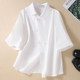 
New Chinese style discount year design niche short-sleeved top black slanted button button shirt summer versatile shirt clean color