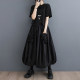 
Discount Spring and summer new loose solid color three-dimensional flower bud pocket collage double-layer lantern skirt versatile fluffy skirt cocoon shape