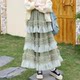 French niche design feel romantic and sweet multi-layer contrasting lace mesh skirt summer high-waisted A-line skirt looks good