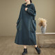 New spring and autumn hooded casual loose denim long-sleeved dress for women blue foreign trade export medium-length hidden meat
