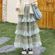 French niche design feel romantic and sweet multi-layer contrasting lace mesh skirt summer high-waisted A-line skirt looks good