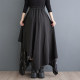 Discount autumn and winter new dark irregular skirt fashionable versatile print splicing to make the slim long skirt design