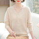 Fashionable mother spring and autumn thin sweater for women loose mulberry silk top for extra large size middle-aged and elderly beaded base shirt