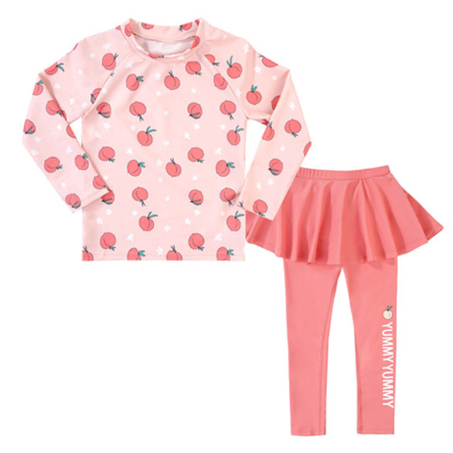 2025 new children's swimsuit split long-sleeved trousers girl's baby sun protection quick-drying skirt swimsuit