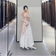 ZA spring and summer new sweet temperament lace-up elastic waist layered splicing long skirt skirt women 4391408
