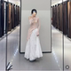 ZA spring and summer new sweet temperament lace-up elastic waist layered splicing long skirt skirt women 4391408
