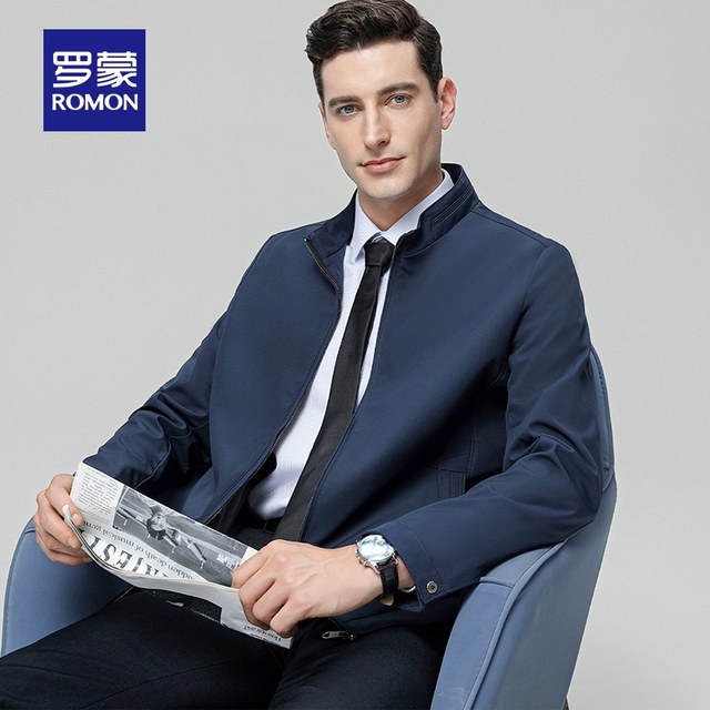 Romon Men's Business Casual Short Stand Collar Jacket 2025 Autumn Outdoor Fashion Versatile Professional Workwear Jacket