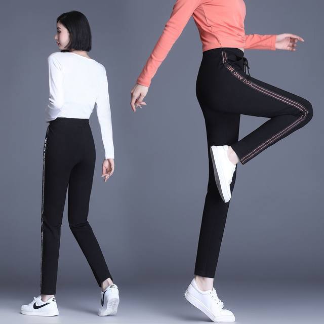 velvet thickened sweatpants for women spring and autumn and winter pants new autumn black large size middle-aged mother women's trousers