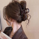 High-end chocolate brown one-word grabber large shark clip hairpin for women's back of head 2025 new clip hair accessories