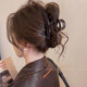 High-end chocolate brown one-word grabber large shark clip hairpin for women's back of head 2025 new clip hair accessories