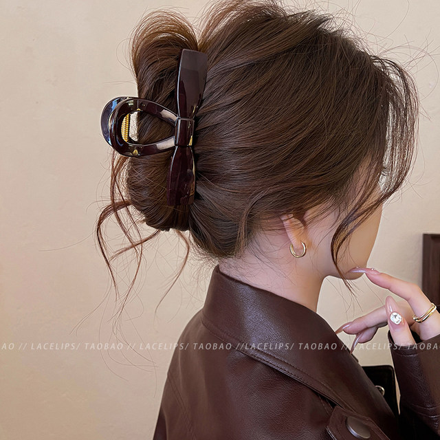 High quality ~ bow tie clip large shark clip hair clip women's back of head high-end 2025 new style with large hair volume