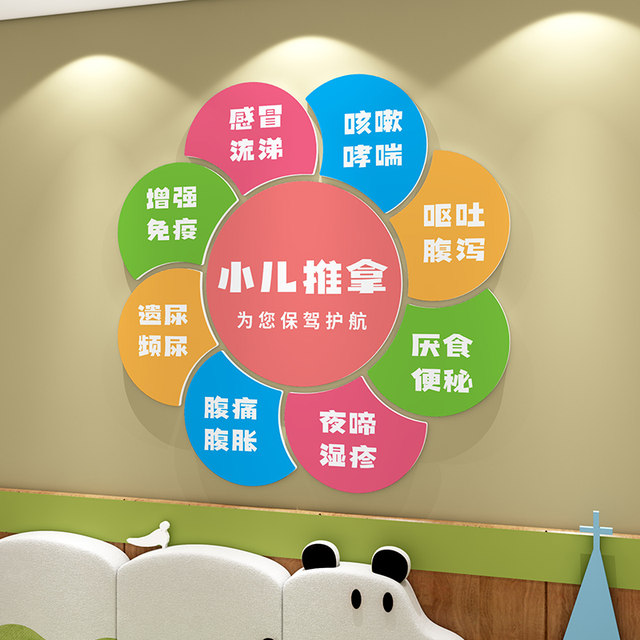 Traditional Chinese medicine pediatric massage shop wall stickers 3D three-dimensional maternal and infant health therapy center cultural background wall decoration arrangement