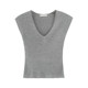 Soft and pure gray temperament V-neck skin-friendly knitted sleeveless vest T-shirt for women's new summer and autumn slim top