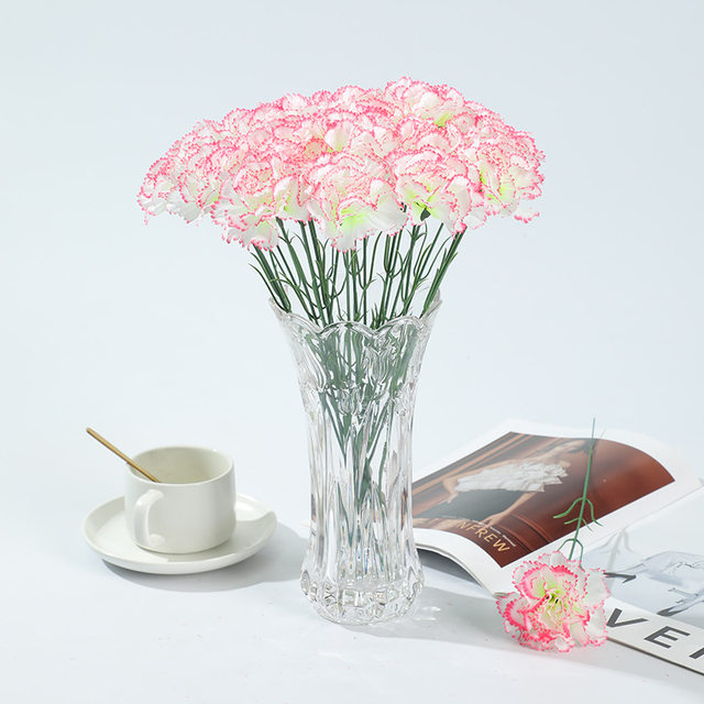 Carnation artificial flower fake flower living room dried flower decoration dining table vase home decoration light luxury floral decoration