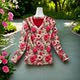 Fashionable V-neck new Chinese mesh T-shirt for women long-sleeved early spring year of zodiac new red base shirt silk top
