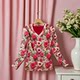 Fashionable V-neck new Chinese mesh T-shirt for women long-sleeved early spring year of zodiac new red base shirt silk top

