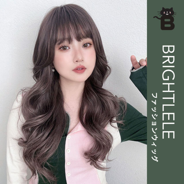 The new angel wings French bangs long curly hair Korean gentle overseas rolling big roll, natural fluffy three -dimensional head
