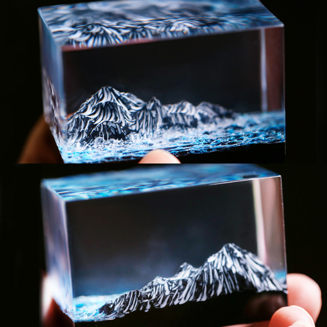 Shuli Starry Sky Mountain and Sea Small Ornaments Desktop Car Resin Drop Finished Product Niche Design Couple Birthday Gift
