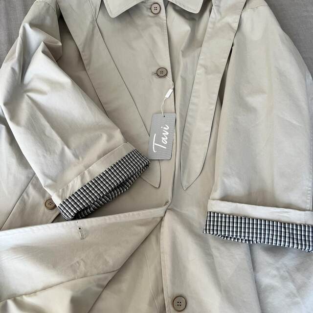2025 spring new Tavi Korean high-end Japanese and British style mid-length windbreaker jacket for women 09084