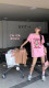 Pink letters printing round neck short -sleeved T -shirt 2023 Summer age reduction cartoon loose large version versatile leisure top