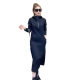 European goods hooded half zipper long -sleeved dress female 2024 autumn new loose and thin fashion long skirt