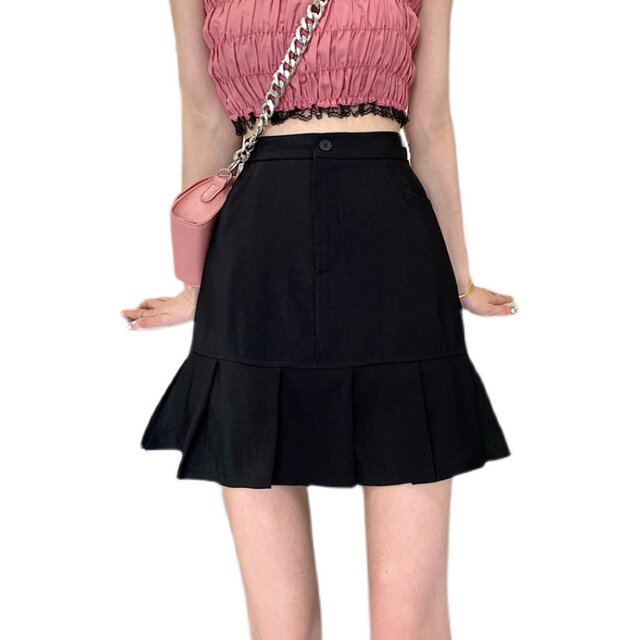 Large size retro skirt for women, new hot girls in spring and autumn style, high waist versatile A-line skirt, slim pleated skirt, hip-covered short skirt