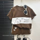 2025 new children's short-sleeved suit striped girls boy T summer baby baby clothes Korean version children's clothing