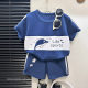 2025 new children's short-sleeved suit striped girls boy T summer baby baby clothes Korean version children's clothing