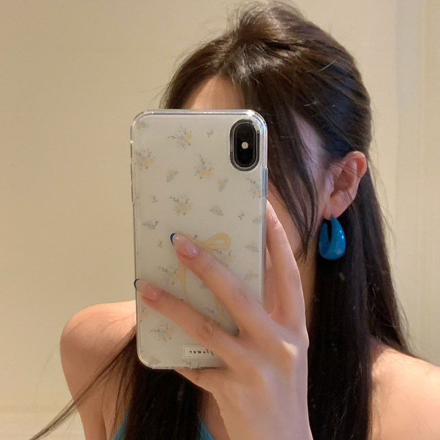 Retro Hong Kong style blue C-ring earrings for women's temperament earrings vacation style exaggerated earrings earrings circles plain circles