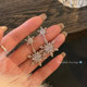 Flashing zirconium double snowflake earrings for women, exquisite and compact earrings, light luxury, high-end, unique and beautiful earrings, no pierced earrings