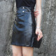 2024 spring and autumn slim and versatile black high-waist PU skirt half-body A-line short skirt temperament commuter leather skirt women