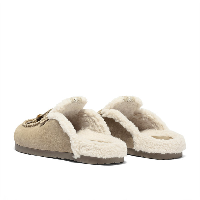 Senda genuine leather fur shoes for women 2025 winter new mall same style plush thickened Northeast warm slippers XST01DT5