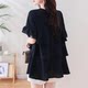 Black large-size ruffled short-sleeved chiffon shirt for women's T-shirt for summer loose fat mm belly-covering and slimming design top
