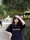 Pure cotton hidden blue letters short-sleeved T-shirt for women 2025 new summer loose design niche trendy top